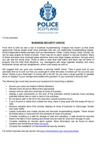 Small Shop Security Advice